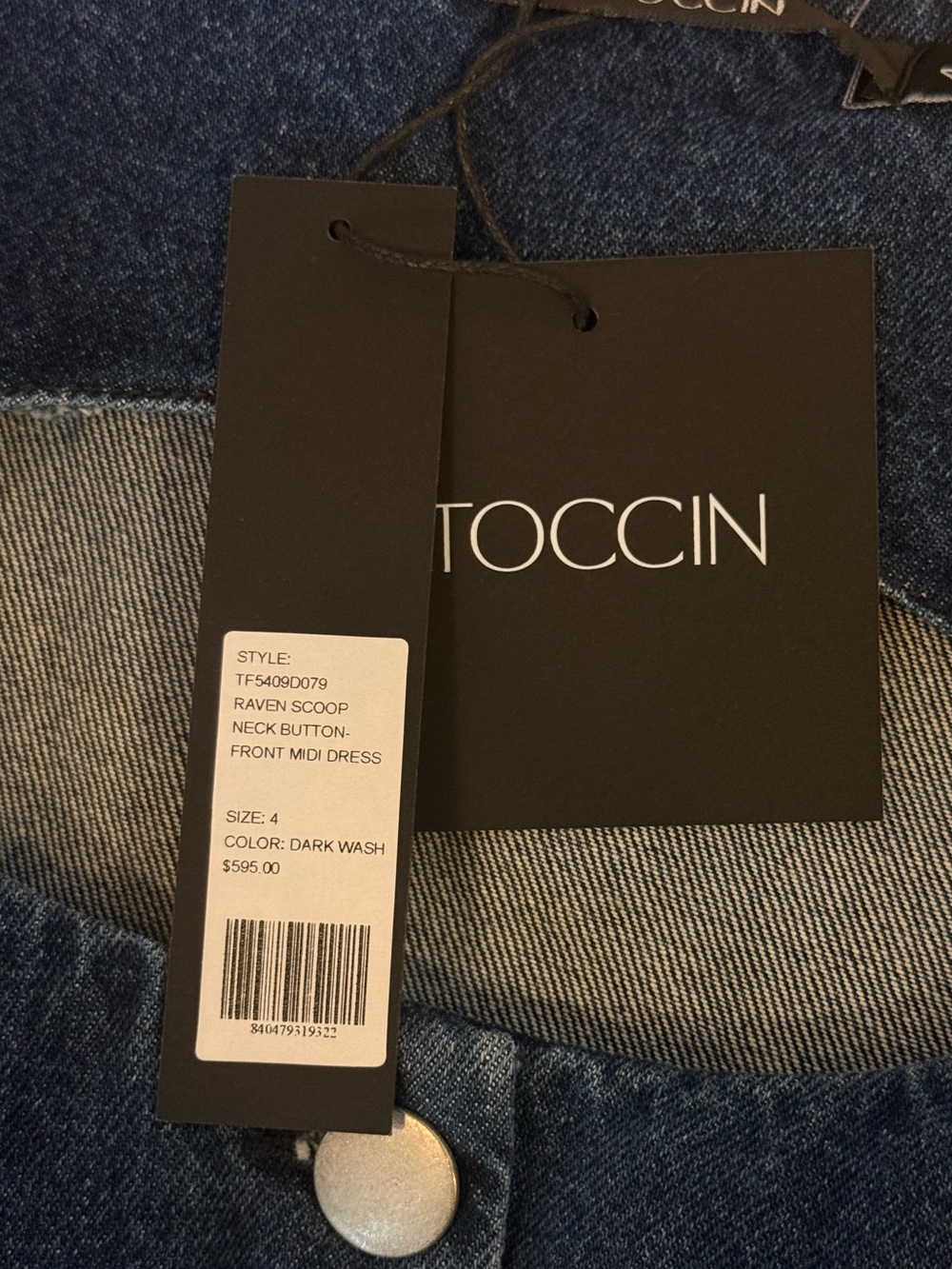 Toccin Raven Scoop Neck Button-Front Denim Midi Dress - Picture 6 of 10